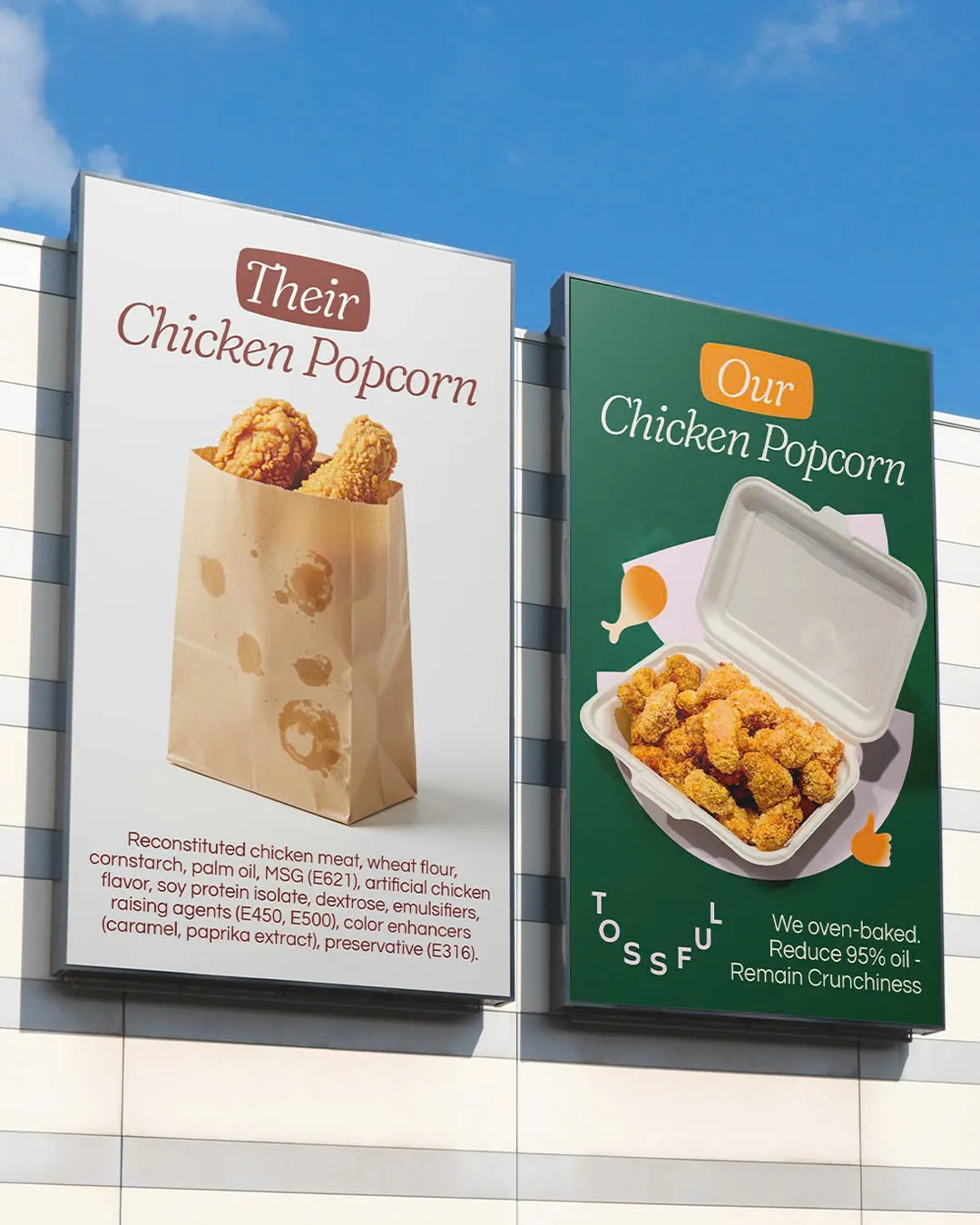 Their vs Our Chicken Popcorn — Tossful nướng lò, giảm 95% dầu mỡ